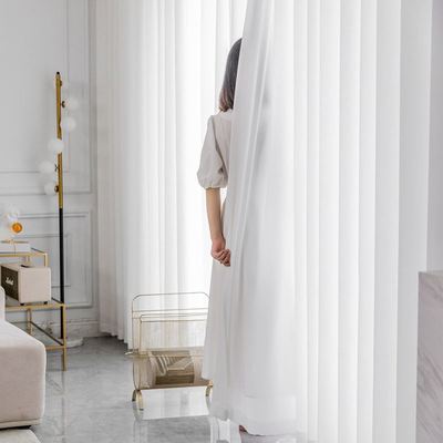 极速Solid White Tulle Sheer Window Curtains for TLiving Room