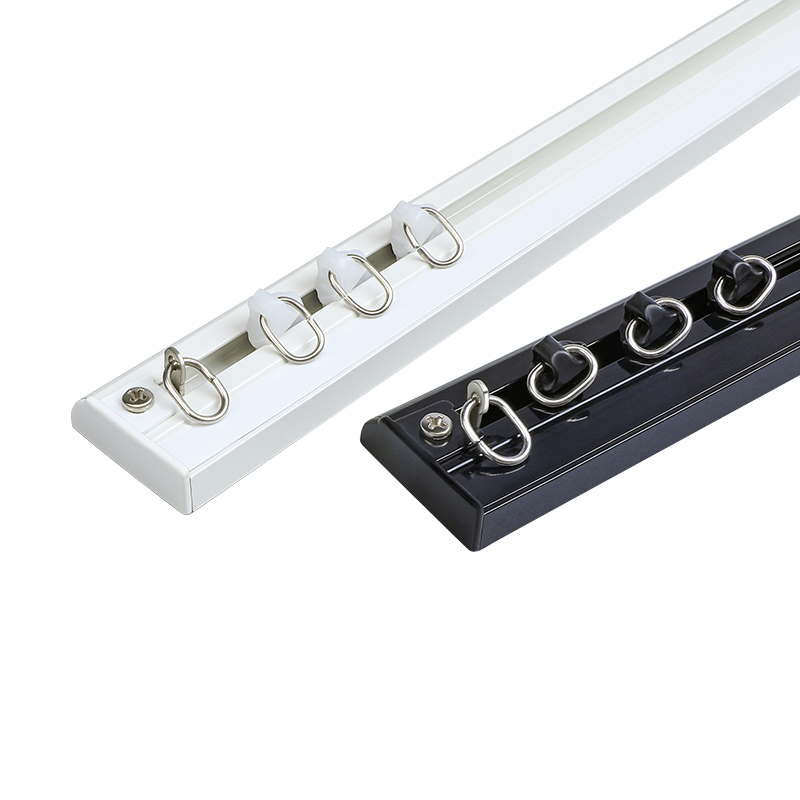 坚美超薄窗帘轨道顶装隐形静音滑轨卧室挂钩式免打孔内开极窄轨道