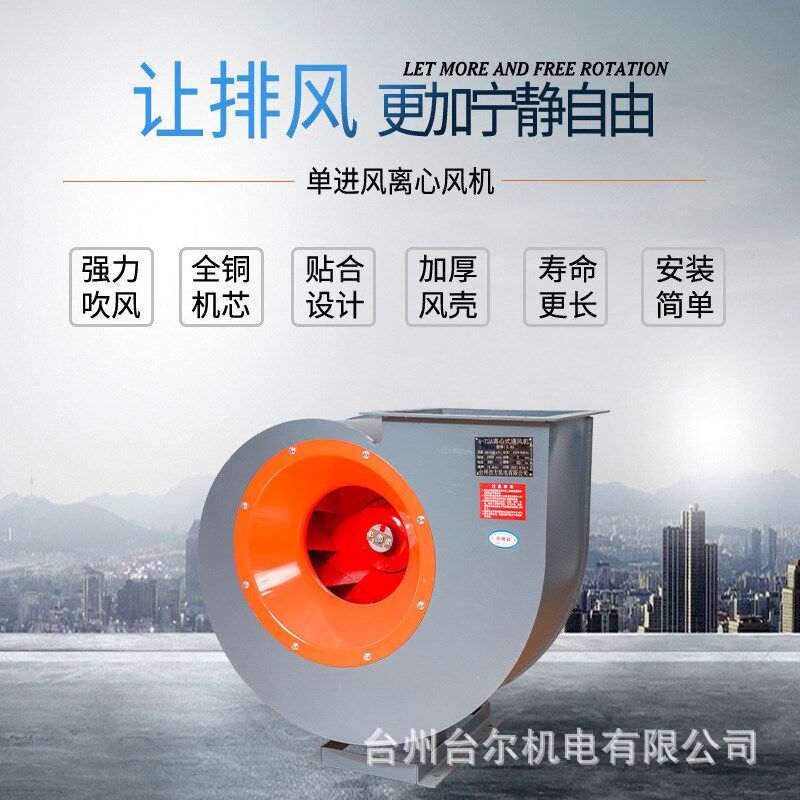 4-72离心风机4A 5.5KW厂房排风除I尘抽风机喷漆房配套离心式通风