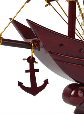 木雕工艺品龙舟船一帆风顺帆船客厅模型摆件木质玄关W进门酒柜装