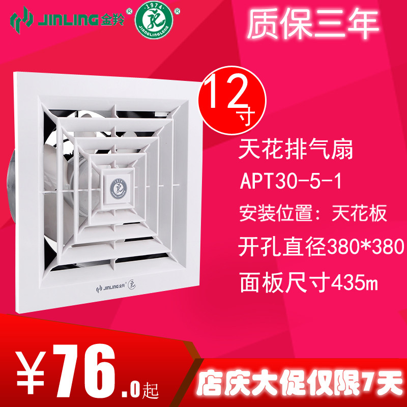 金羚排气扇/换气扇 吸o顶式12寸天花直排排风扇抽风机 APT30-5-1