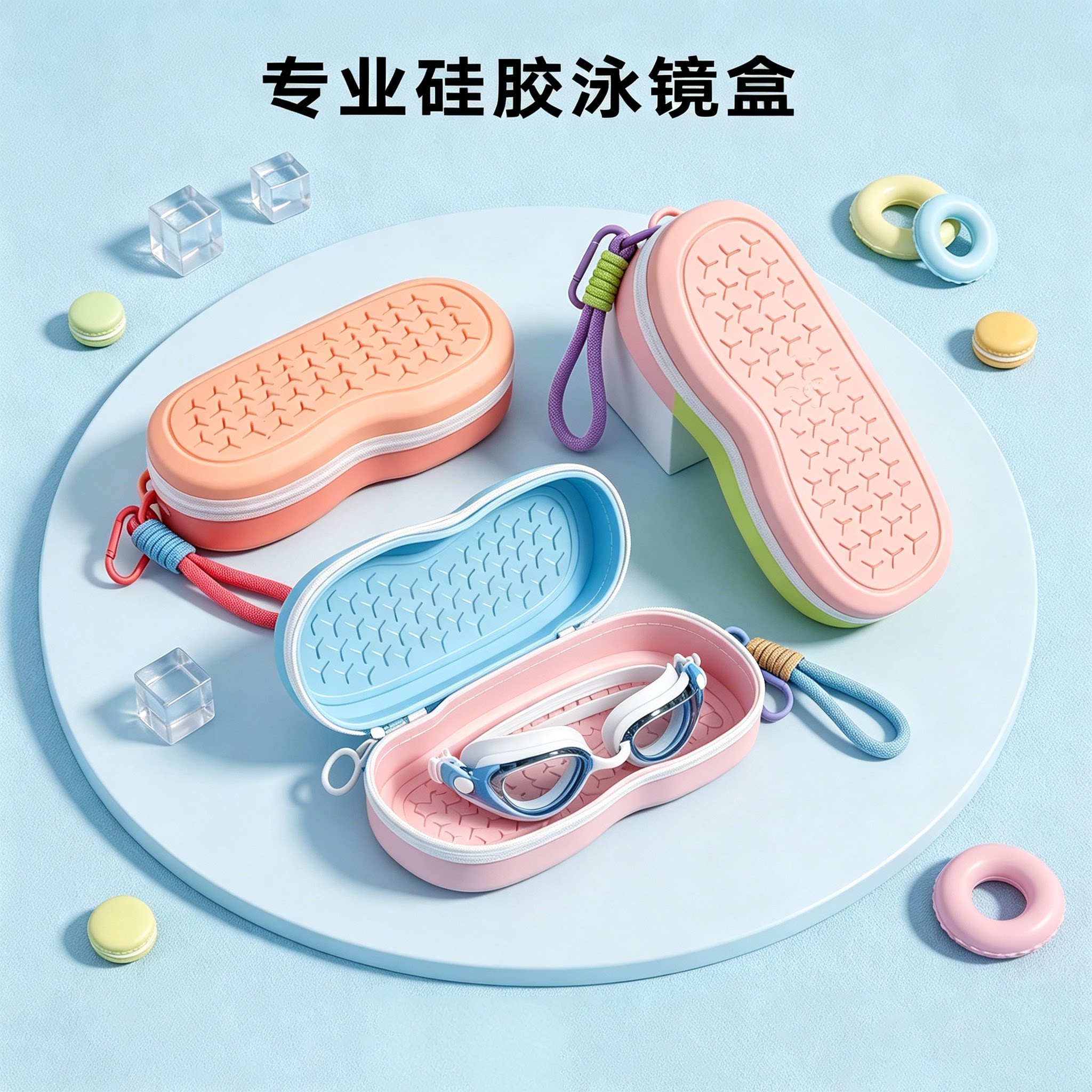 专业硅胶泳镜盒防水透气便携