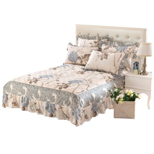 极速夹棉纯棉床裙式一米八床罩单件三件套L全棉加厚款床单床套床