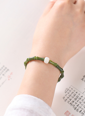 极速节节高升橄榄玉石竹节手链女夏新G中式男情侣转运国风串珠复