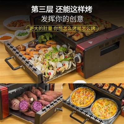 极速赫思厨自动旋转烧烤炉家用电串烧机韩式烤肉电烤W盘无烟电烤