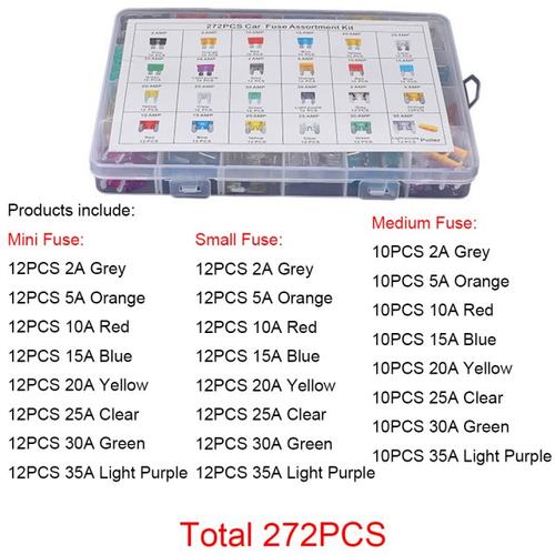 极速272PCS/Box 2/5/10/15/20/25z/30/35A Fuse Car Blade Fuse A