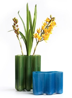 极速简约莫兰迪套瓷玻璃s花瓶客厅餐桌软装设计师工艺品家居摆件