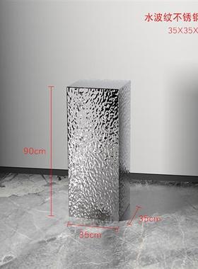 现代轻奢水波纹不锈钢酒店售楼部会所服装店雕塑台展示台落地摆件