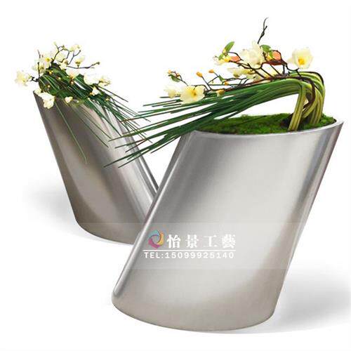 户外大型广场金属不锈钢花盆商场酒店别墅小区景观电镀镜面花盆