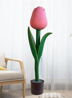 网红仿真植物花盆郁金香玻璃钢雕塑家居客厅商场装饰落地大型摆件