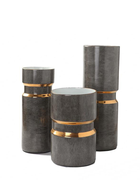 新品展会景德镇灰色陶瓷花器软装饰品样板房现P代轻奢直身花瓶摆