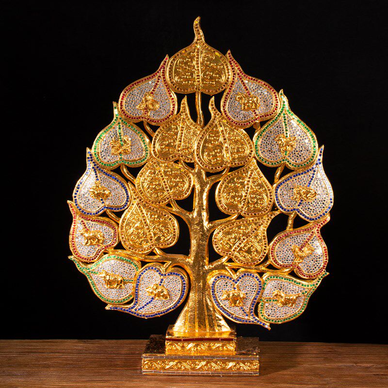 泰国装饰摆件菩提树造型十二生肖图案民宿酒店摆饰W复古木质工艺