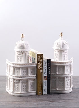 欧洲建筑城堡书档现代时尚书房桌面摆件设计感装饰品Y样板间书靠