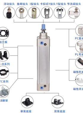亚得客型SE标准气缸带CA单耳SE32/40/50/63X25X7M5/SE100X125-S-C