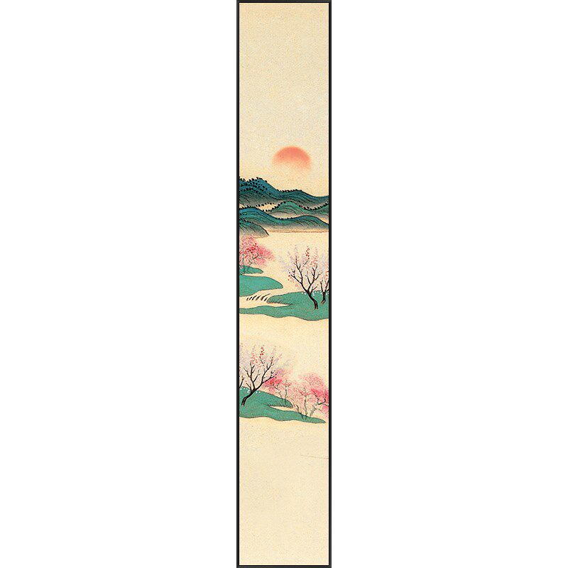 网红玄关装饰画入中户门版窄长y条形挂画新书竖房式客厅背墙山景