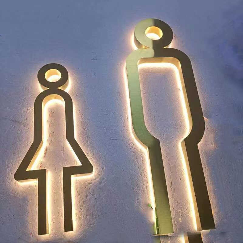 发光卫生间指示牌男女洗手间标识牌厕所标志发光Z标识牌定制