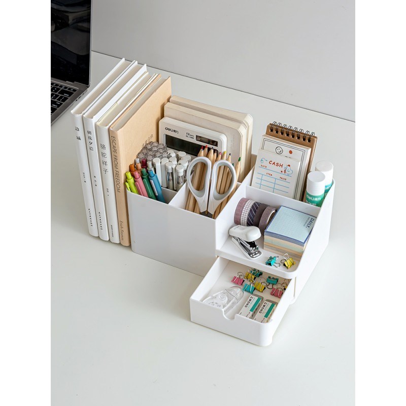 伸缩书夹桌面收纳盒学r生宿舍书桌上文具整理笔筒办公桌置王之