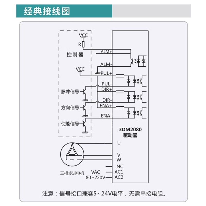 杰美康3DM2080三相步进电机驱动器适配110/130输O入电压:80-220VA