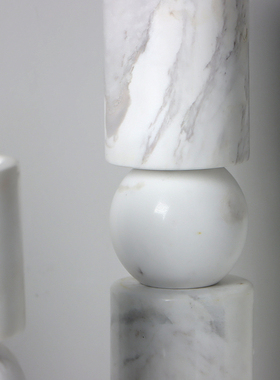 现代轻奢黑白色大理石烛台组合摆件样板间装O饰品餐厅餐桌玄关摆