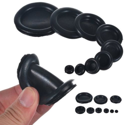 130pcs Cable Blanking Gruommets Black Rubber Closed Grommet
