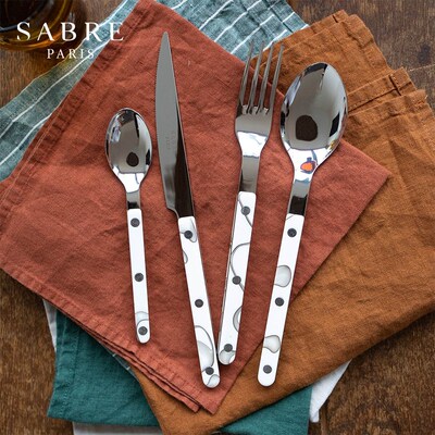 法国Sabre Pariqs黑白沙丘不锈钢刀叉勺三件套西餐具甜品勺黄油刀