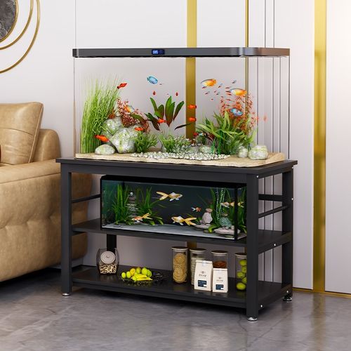热销简易双层鱼缸k底柜鱼缸架家用客厅储物柜收纳柜子置物柜水族