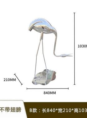 不锈钢火烈鸟雕塑乡村别墅广场户外城市丹顶鹤抽象动物小品艺术摆