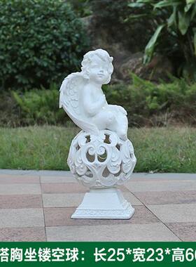 户外天使花缸摆件花园庭院别墅装饰品玻璃钢公园小区草坪景观雕塑