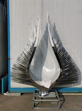 创意装置玄关艺术不锈钢水浪雕塑抽象飘带浪花大型摆件定制