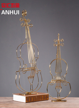 欧式简约创意小提琴摆件现代家居创D意风格设计客厅样板房软装饰