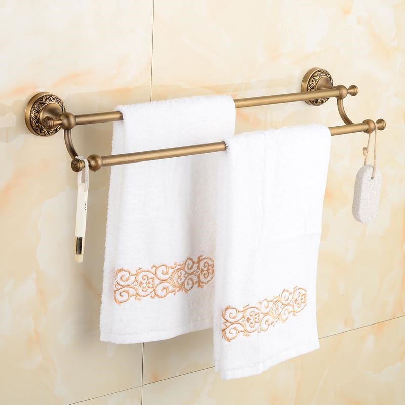圣瑞佳仿古铜浴i巾架欧式雕花毛巾挂架卫生间置物架浴室挂件套装