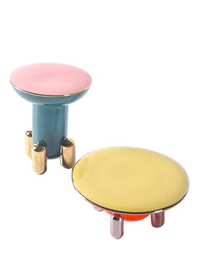 新古典现代简约彩色果盘托盘摆件样板房酒店N客厅玄关桌面陶瓷装