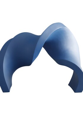 简约现代轻奢蓝色磨砂树脂摆件客厅书H房创意丝带样板房桌面装饰