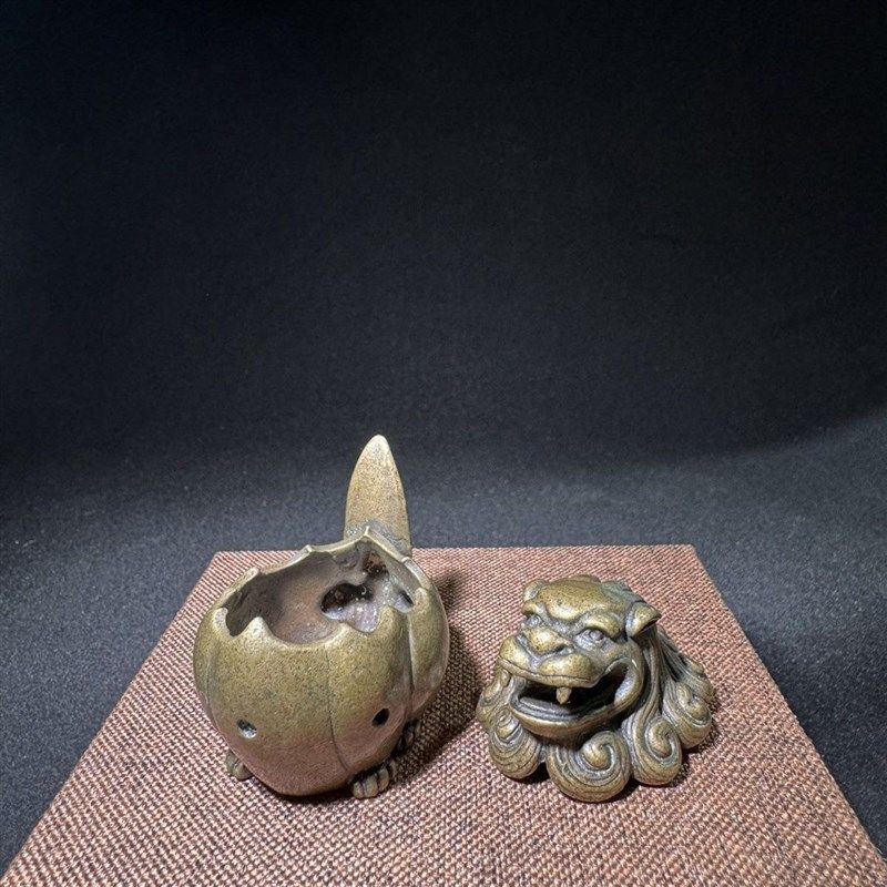 古玩纯铜黄铜狮子瑞兽薰香炉案头摆件K居家摆设古代铜器铜炉,餐饮具,茶宠摆件,淘宝优惠券,粉丝福利购,淘宝优惠卷