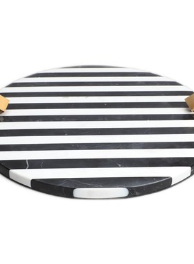 新中式大理石托k盘样板房售楼部卧室书房客厅餐厅桌面饰品摆件