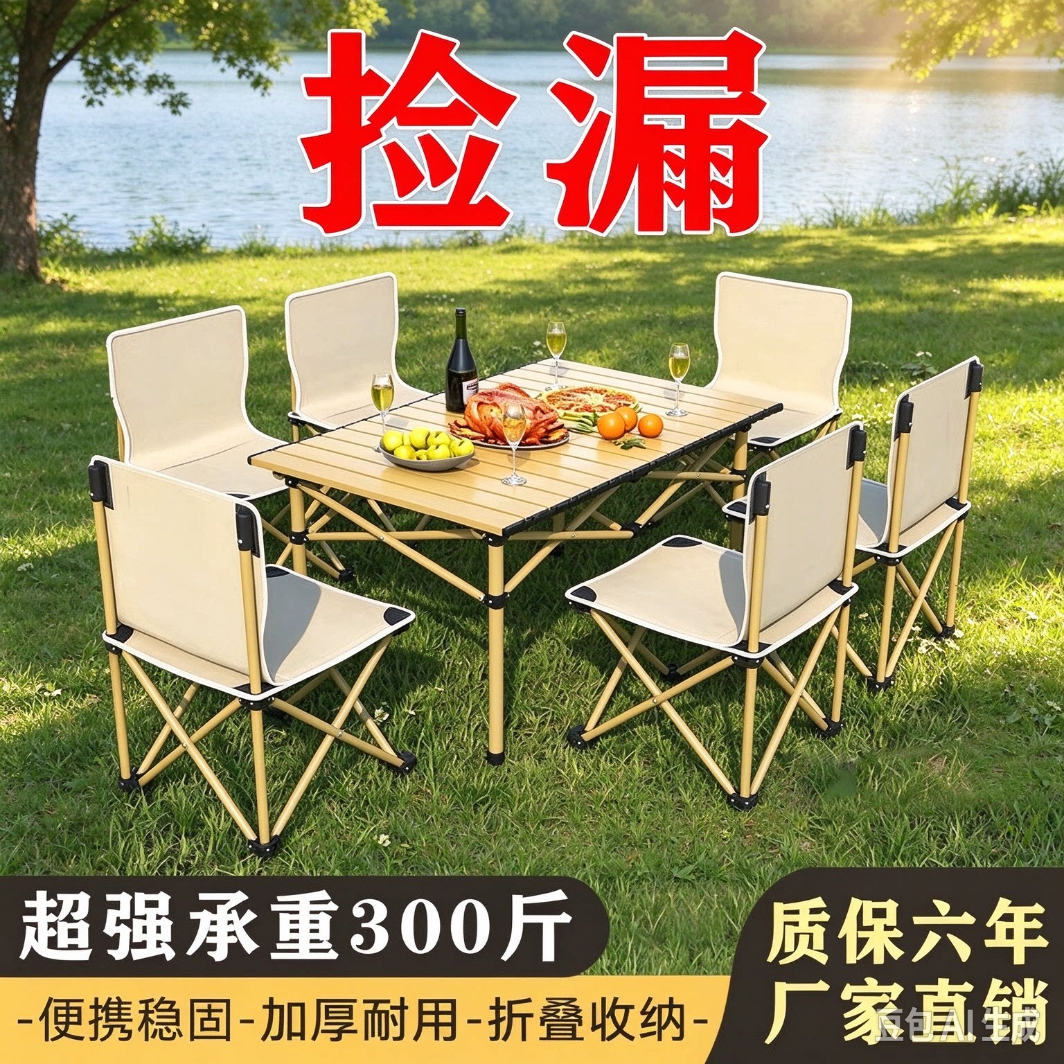 户外便携式折叠桌椅套装露营蛋卷桌家用摆摊桌子外出折叠凳子