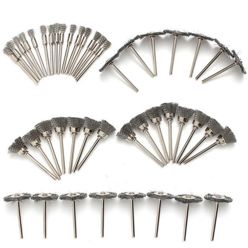 带柄60PC钢丝刷 平行刷T刷碗刷笔刷旋转工具磨具附件套装头