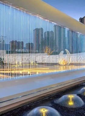 室内装饰隔断水幕墙拉线光钎尼龙水帘水幕流水景观瀑布数字不锈钢