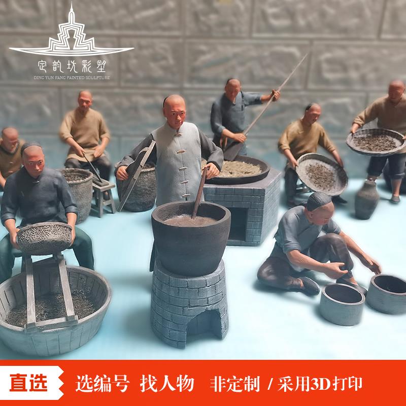 微缩人物模型直选3D打印博物馆清朝古代集市造场景彩塑小人偶雕塑