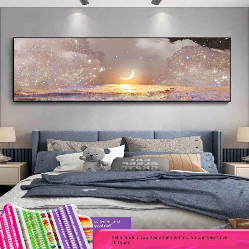 十字绣简单2023新卧室床头画水平版星空风景星空打印全刺绣画