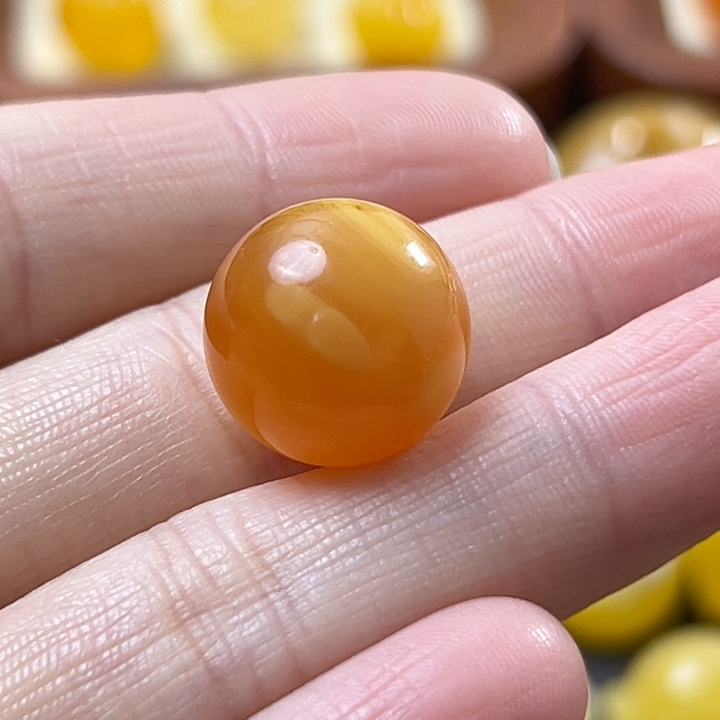 微瑕漏！卡16！蜜蜡糖沁妖花大圆珠锁骨珠