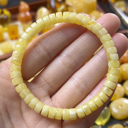 福利款！卡7！蜜蜡白蜡妖花直切手串