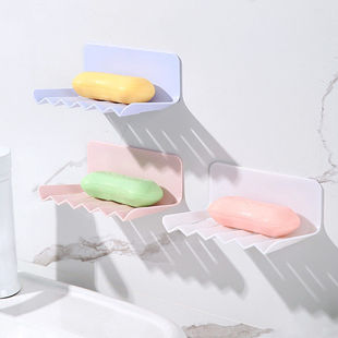 浴室壁挂香皂盒卫生间创意免打孔皂拖塑料不积水波浪形皂盒