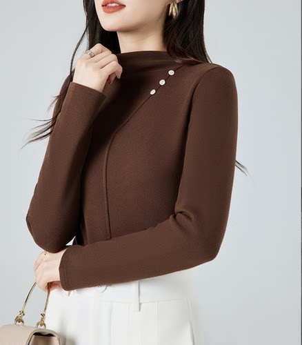 【小田tia专享】莱赛尔 蚕丝驼绒  双面绒 软糯柔软半高领保暖T恤