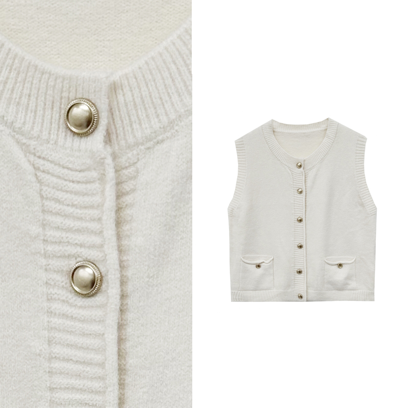 【小田tia专享】 洋气时髦~叠穿针织马甲~单排扣开衫马甲