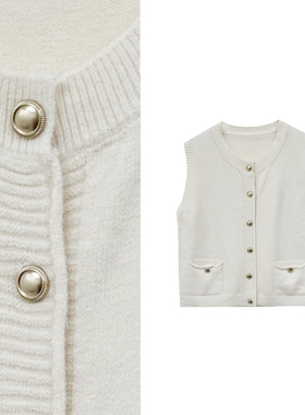 【小田tia专享】 洋气时髦~叠穿针织马甲~单排扣开衫马甲