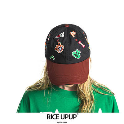 Riceupup“园游会”动物刺绣拼色棒球帽男女同款