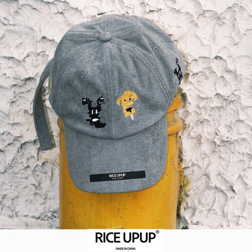 Riceupup毛巾绒小狗狗图案棒球帽