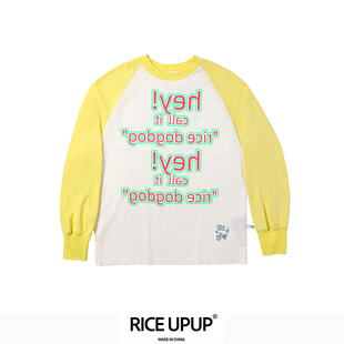 RICEUPUP“米狗狗”印花黄色插肩长袖