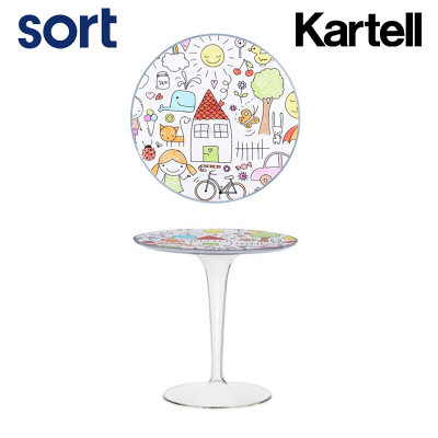 sort意大利Kartell透明塑料儿童桌创意卡通图案进口小圆桌TIP TOP